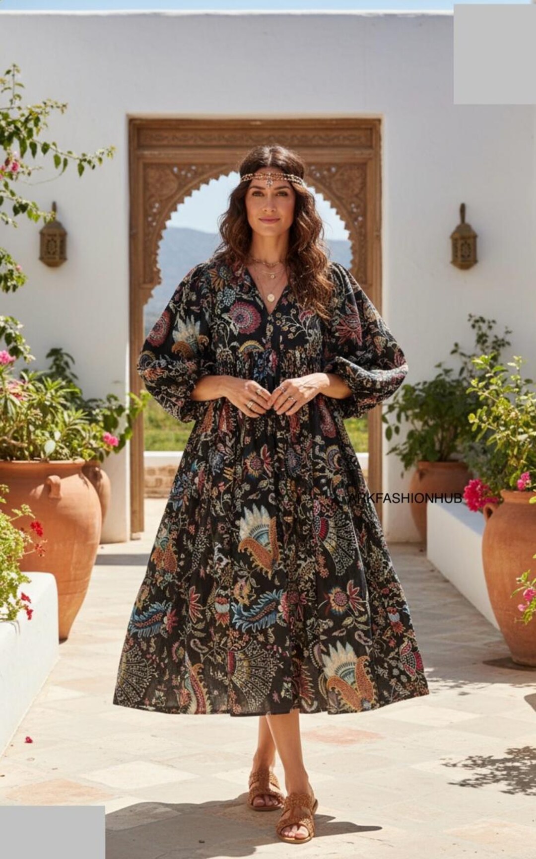 indian cotton boho dress Pure Cotton Indian Print Boho Colourful Summer Earthy Elegant Comfy Daywear Mom Outfit Dress