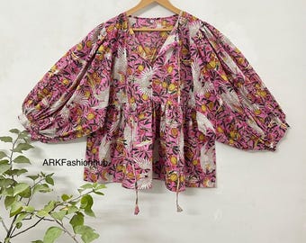 Indian Hand Made Cotton Blouse Beautiful Print Top, Indian Printed Blouse, Women Best Tailored Blouse, Mom Outfit Shopping Travel Top