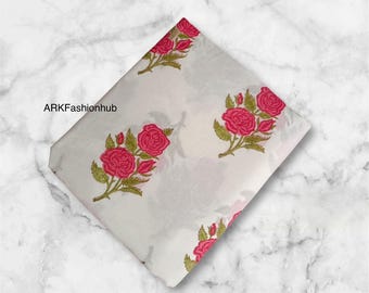 100% Cotton Floral Indian Hand Block Print Floral Fabric Home Decor Fabric Dress Curtain Pillow Fabric Quilting Fabric Men Women Kids Fabric