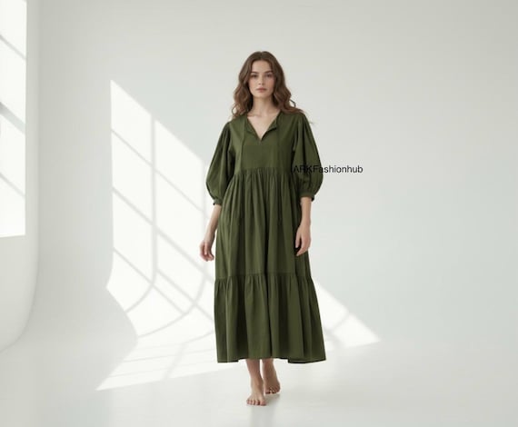 ladies simple cotton dresses Plain Cambric Dress | Soft Lightweight Everyday Outfit for Women | Summer Daily Wear summer cotton midi dress
