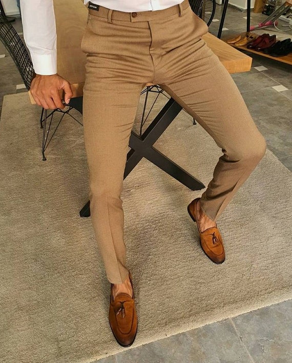 Buy Cantabil Men Beige Regular Fit Formal Trouser (MTRF00044A_LTFAWN_30) at  Amazon.in