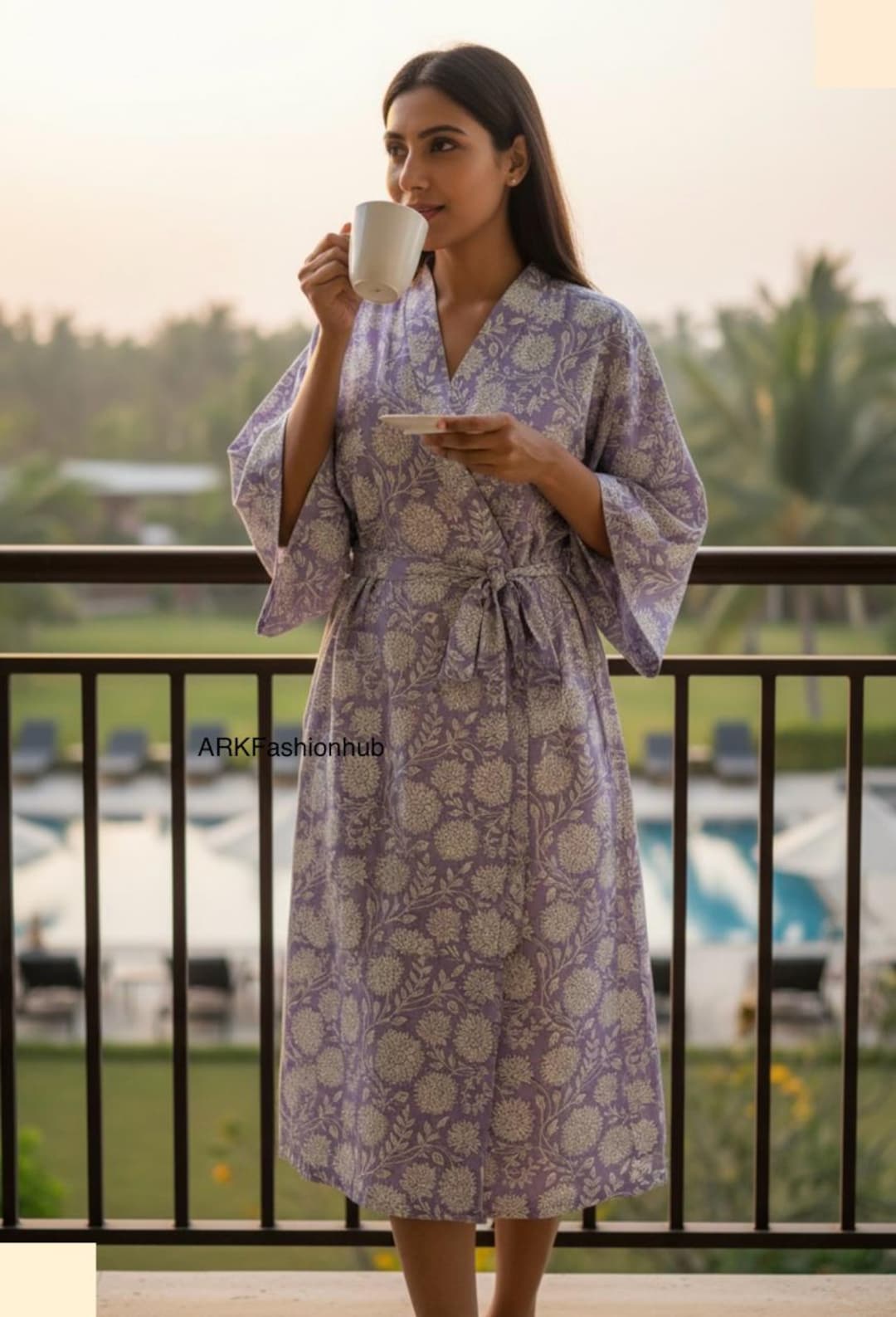 Light Robe Japanese Floral Cotton Kimono Robe: Japanese Style Summer Cover-up, Boho ...