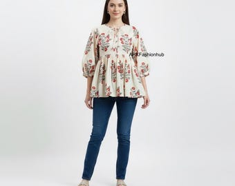 Camisa elegante con estampado indio para mujer, ligera y transpirable