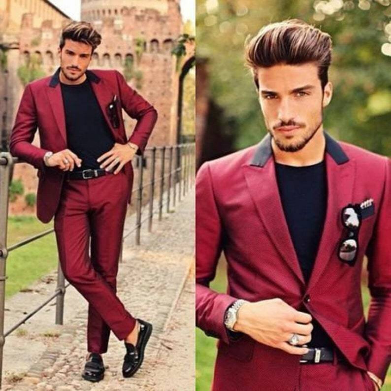 Men Suits Red Stylish 2 Piece Suits, Men Slim Fit Suits, Men Designer Suits, Formal Suits
