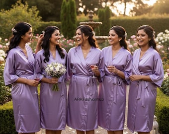 Light Purple Silk Satin Robe Bridesmaid Satin robe Silk Satin Wedding Robe Bridal Party Robes Bridesmaid Gifts Proposal Wedding Party Gift