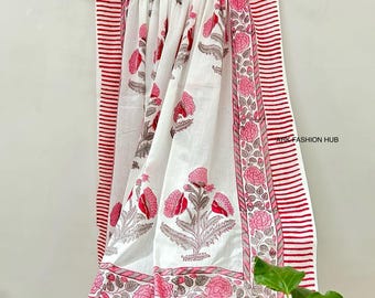 Pareo playero de tela suave con estampado floral, hecho a mano, de voile de algodón puro y suave, para mujer, para verano, con estampado floral.