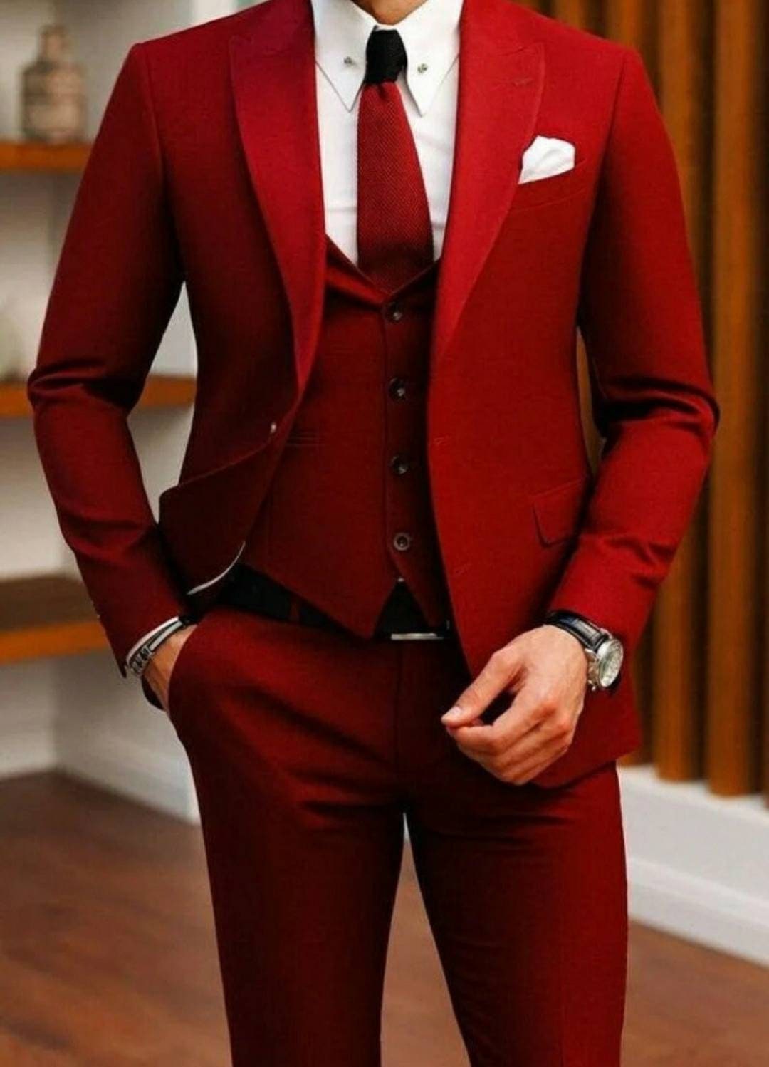 Men #39 s Red Suits Men Slim Fit Classic Suits Men Formal Fashion Wedding