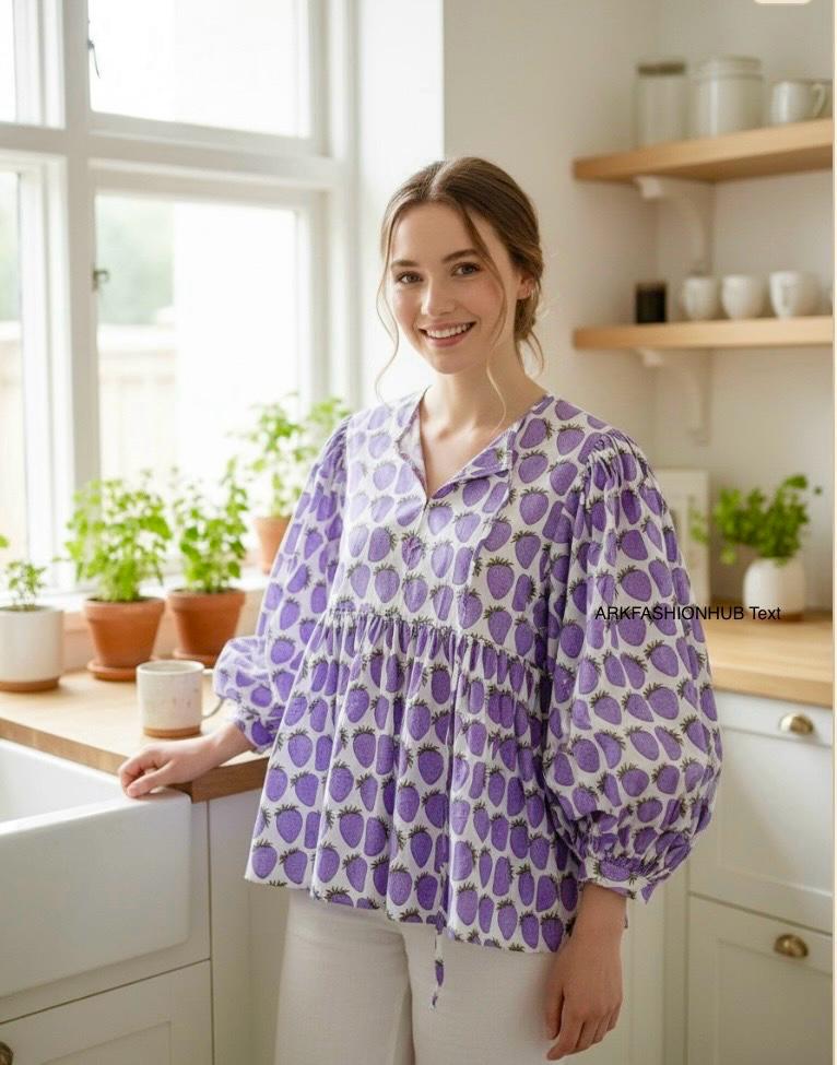 Jaipur Hand Made Cotton Blouse Beautiful Print Top, Indian Printed