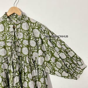 Green Floral Cotton Comfy Balloon Blouse Top, Indian Printed Blouse, Eco Friendly Soft Fabric Blouse Top, Festival Party Beach Wear Blouse.