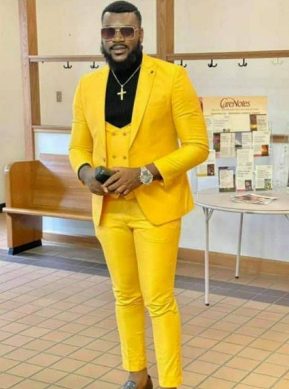 Men Tuxedo Suit Cream 3 Piece Suit Slim Fit Suit Sainly– SAINLY