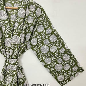 Floral Cotton Kimono Robe: Japanese Style Summer Cover-Up, Boho Loungewear | Lightweight Bathrobe Dressing Gown | Soft Cotton Kimono | Gifts