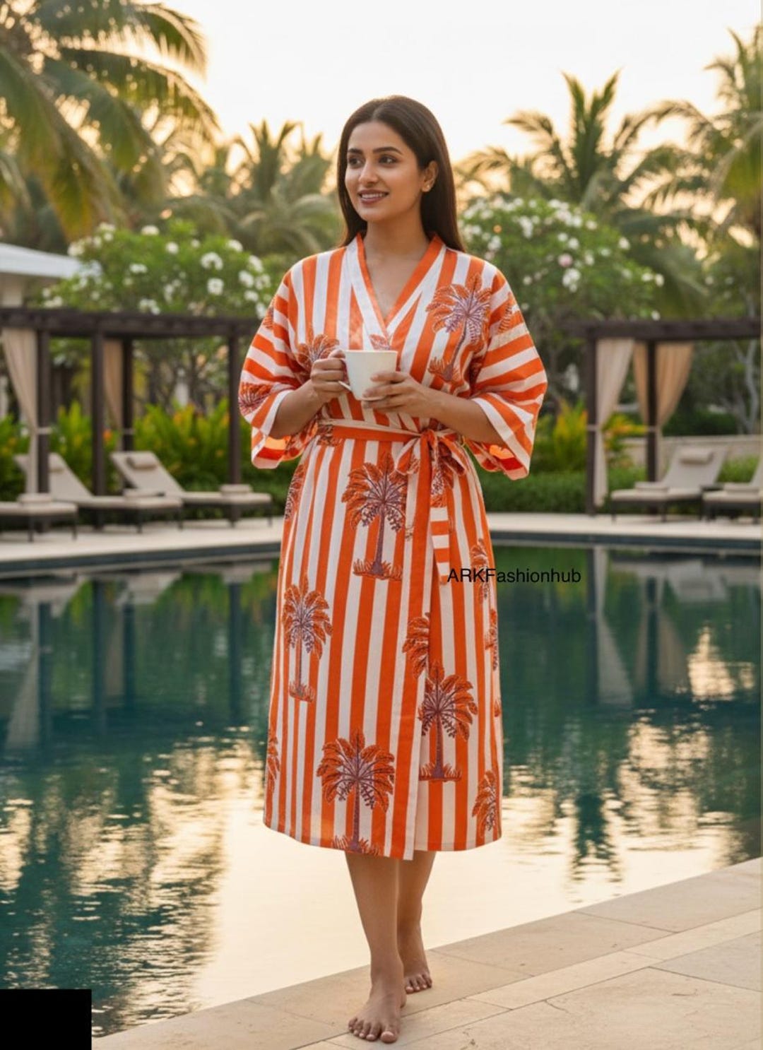 Hand Made Robe Handmade Block Print Robe | Artisan Boho Kimono | Vintage Indian Cotton ...
