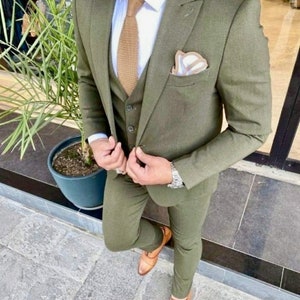 Buy Olive Green Suit Men Online In India -  India