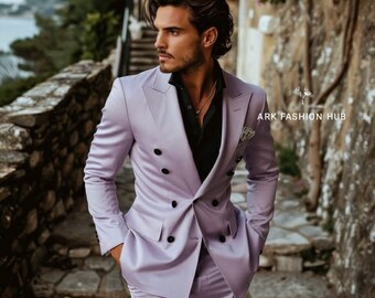 Men Lavender Suits 2 Piece Slim Fit Elegant Formal Fashion Suit Designer Wedding Suit Party Wear Dinner Suits Stylish Suit Bespoke For Men