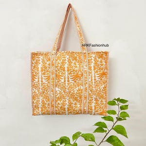 Indian Hand Block Tote Bag, Women Shopping Bag, Traveling Bag, Handmade Floral Bag, Gifts For Her Bag.