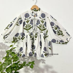Indian Handmade Print Cotton Blouse Top, Women Trendy Fashion Blouse Top. Eco Friendly Cotton Blouse, New Design Blouse, Top, Tunic.