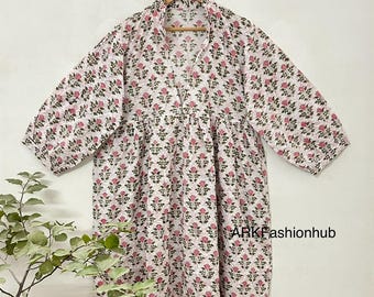 Indian Floral Print Dress, Handmade Cotton Maxi Dress, Bohemian Cotton Dress, Ethically Sustainable Dress,.
