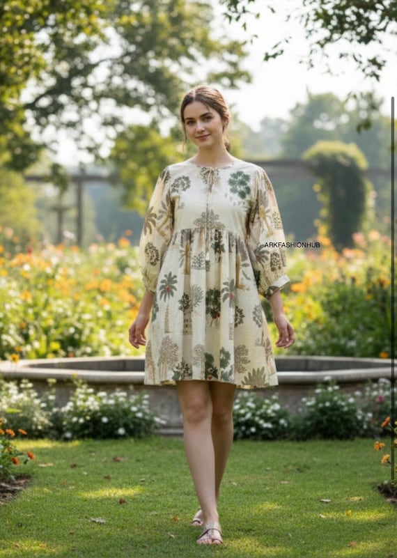 short flower print dresses short flower dress Jocelyn Short Sleeve Tied Cuff Layered Ruffle Dress Floral Print White