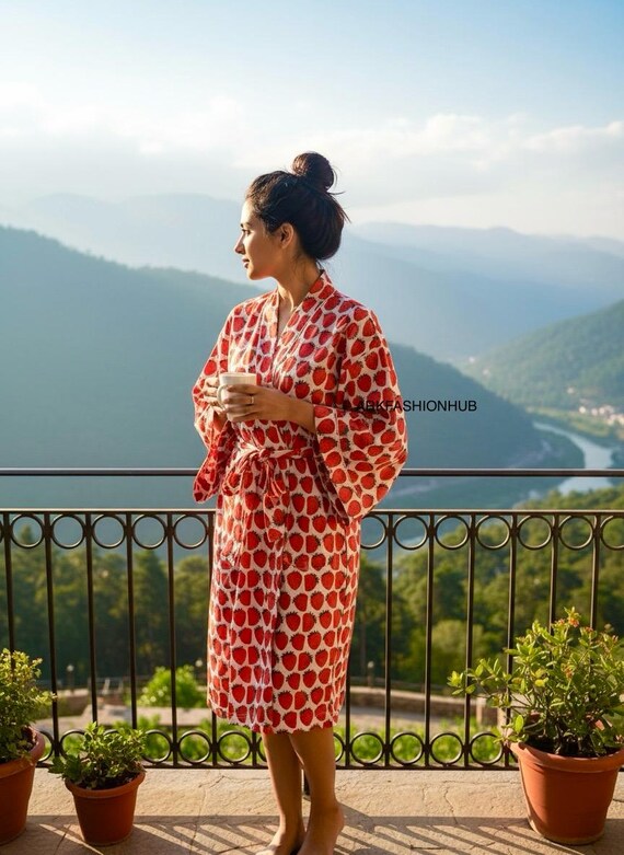 cotton japanese dressing gown Mens Kimono Robe | Mens Cotton Robes Lightweight