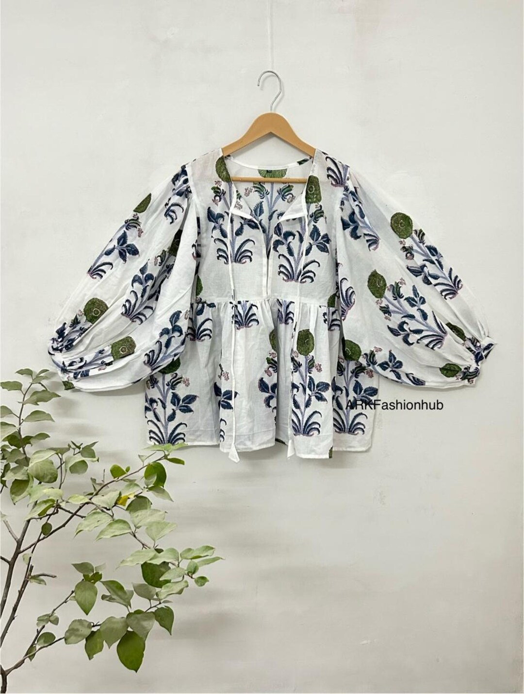 Indian Hand Made Cotton Blouse Beautiful Print Top, Jaipur Printed
