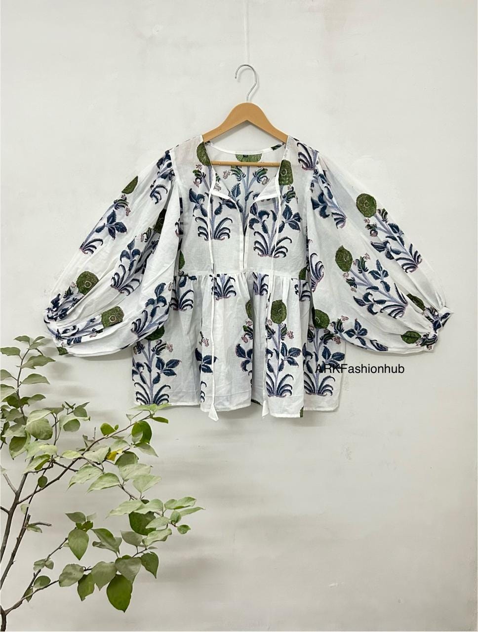 Indian Hand Made Cotton Blouse Beautiful Print Top, Jaipur Printed