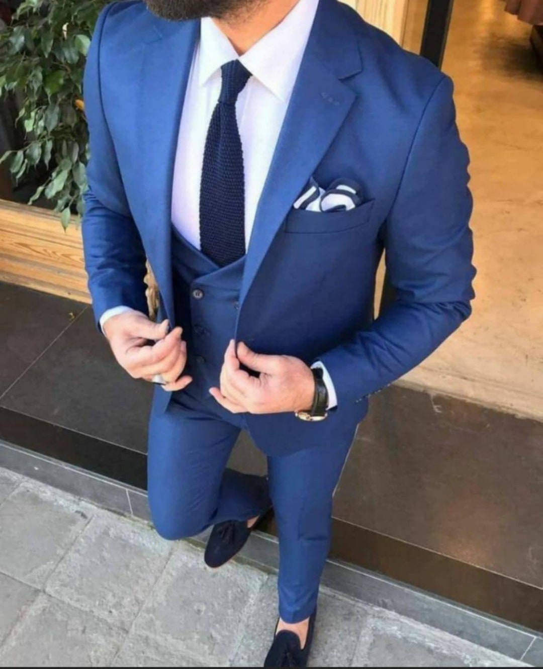 Men Suits Blue 3 Piece Slim Fit Elegant Formal Fashion Suits - Etsy