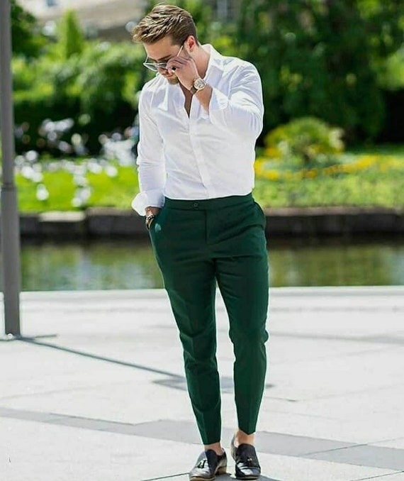 Pantalón formal para hombres Pantalón para hombres Hombres Ropa formal  Pantalón verde oscuro Regalo para hombres Pantalón MenWear Pantalón para  hombres Pantalón MenStylish -  México