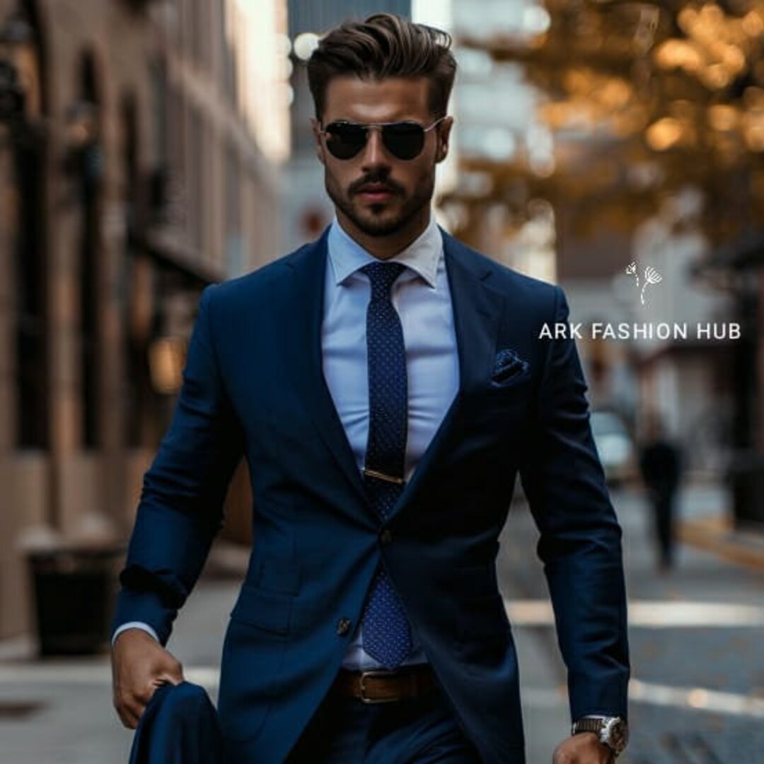 Pretty Color Matching Man's Wedding Suit Blue 2 Pieces Slim Fit Men's Suits main image 0