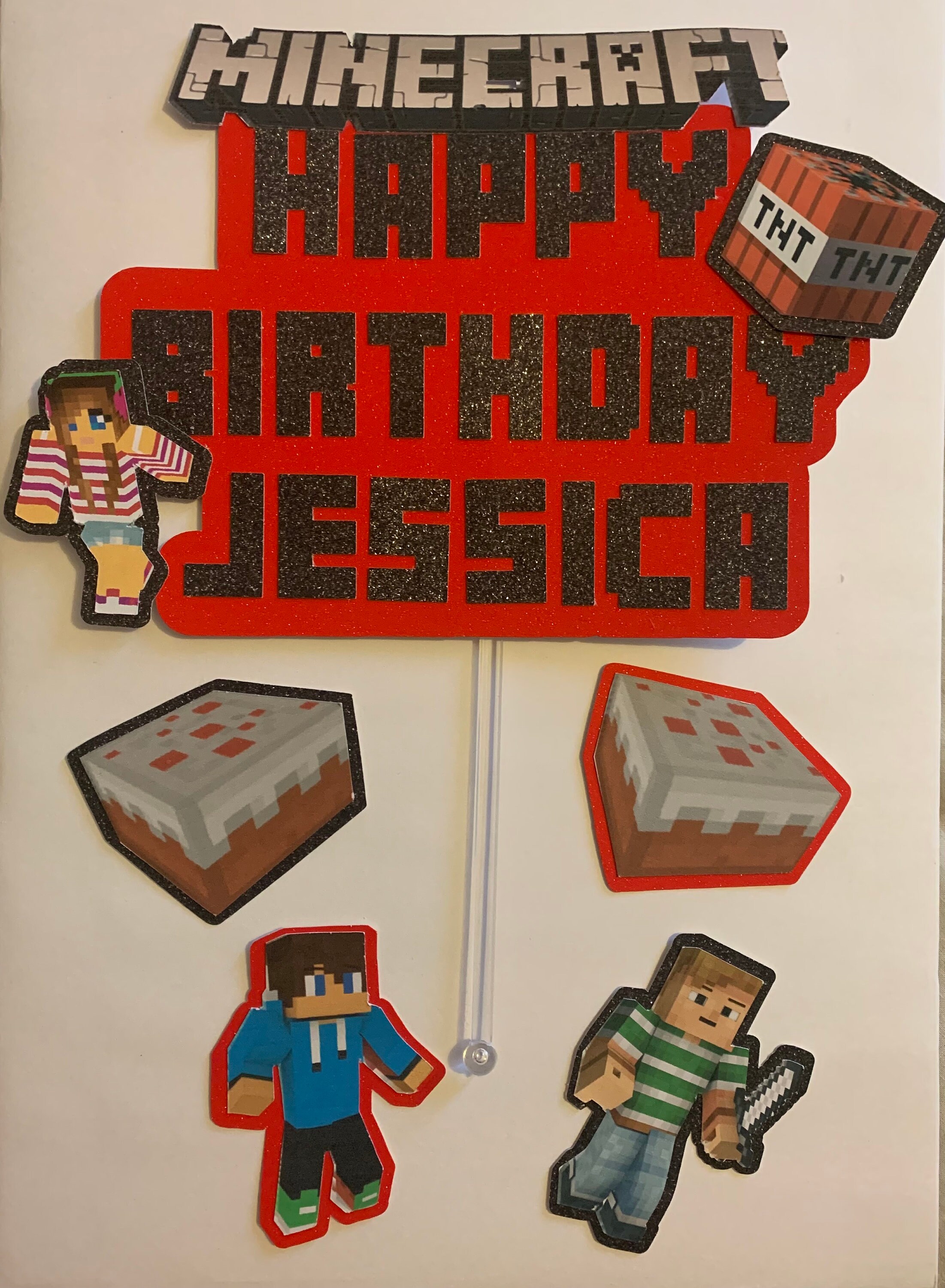 Personalised Minecraft Cake Topper Etsy