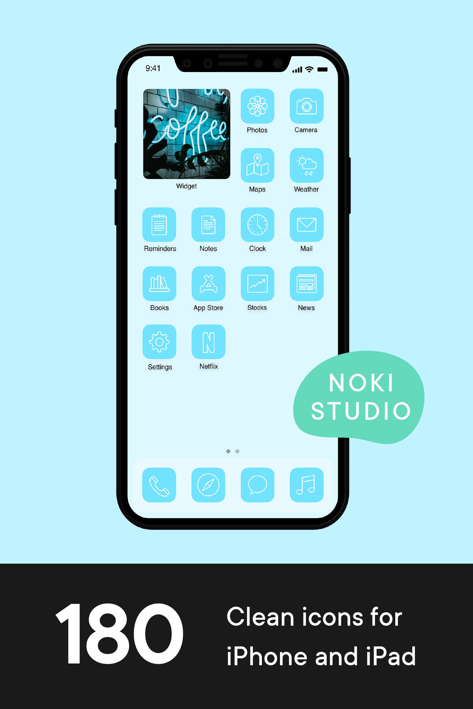 Light Blue iPhone icon pack 180 unique app icons iOS 14 app Etsy