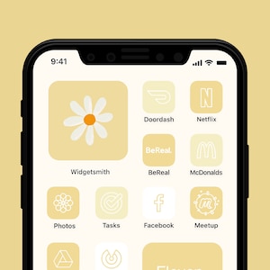 iOS 16 icons, Pastel Yellow, Daisy, Dreamy Aesthetic Icon Pack, Vintage iPhone iOS 15 App Icons, High Quality iPhone Icons, Daisies
