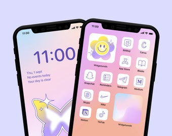 Butterfly Aesthetic App Icons | Y2K Pastel iPhone Icon Pack | Dreamy Aura Gradient Phone Icons | Cute Icon Theme