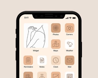 Beige Aesthetic App Icons, Neutral Nude iPhone Icon Pack, Minimal Sand Color Phone Icons, Chic Phone Theme