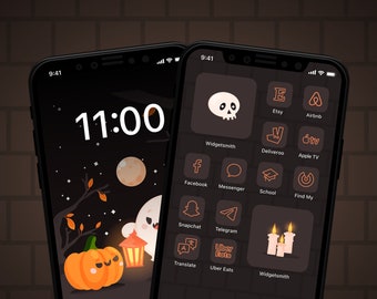 Spooky Fall iPhone Icon Pack | Halloween Dark Academia App Icons | Cozy Autumn Aesthetic Phone Icons | Fall Home Screen Theme