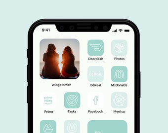 Pastel Teal iPhone Icon Pack | Soft Teal Aesthetic App Icons | Minimal Phone Icons | Calm Blue Green Home Screen Theme