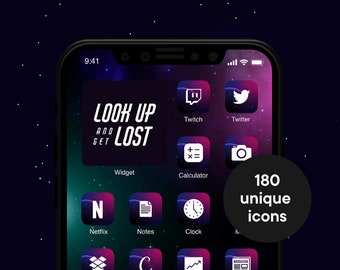Galaxy Space iPhone / iPadOS / Android Icon Pack | Milky Way Aesthetic App Icons | Cosmic Phone Icons | Space Theme for iPhone & iPad