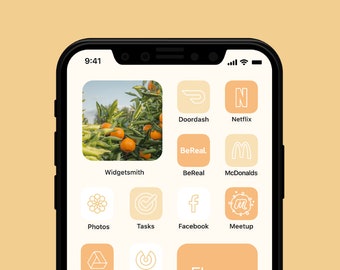 Pastel Orange iPhone Icon Pack | Y2K Orange Aesthetic App Icons | Cute Retro Phone Icons | Soft Orange Home Screen Theme