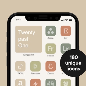 Earth Tones, Japandi, iOS App icons, iOS 14, iOS 15, iOS 16 icons, Wabi Sabi, Minimalist Aesthetic icon pack, iPhone icon pack, iOS Theme