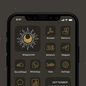 Celestial Lockscreen and iPhone Icons, Witchy App Icons, Moon Aesthetic, App Icons, Tarot Theme, Astrology, Crystal Widgets, iOS 15, iOS 14
