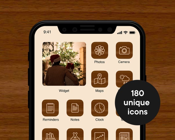 Lijkenhuis ego progressief Dark Wood Phone icon pack iOS icons Dark Oak app Icons 180 | Etsy België