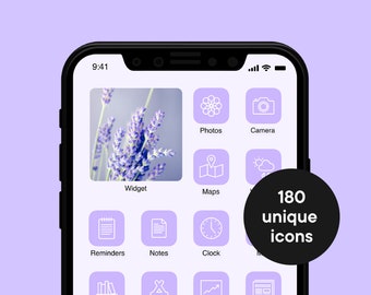 Purple Aesthetic App Icons | Lavender iPhone Icon Pack | Pastel Purple Phone Icons | Minimal Icon Theme