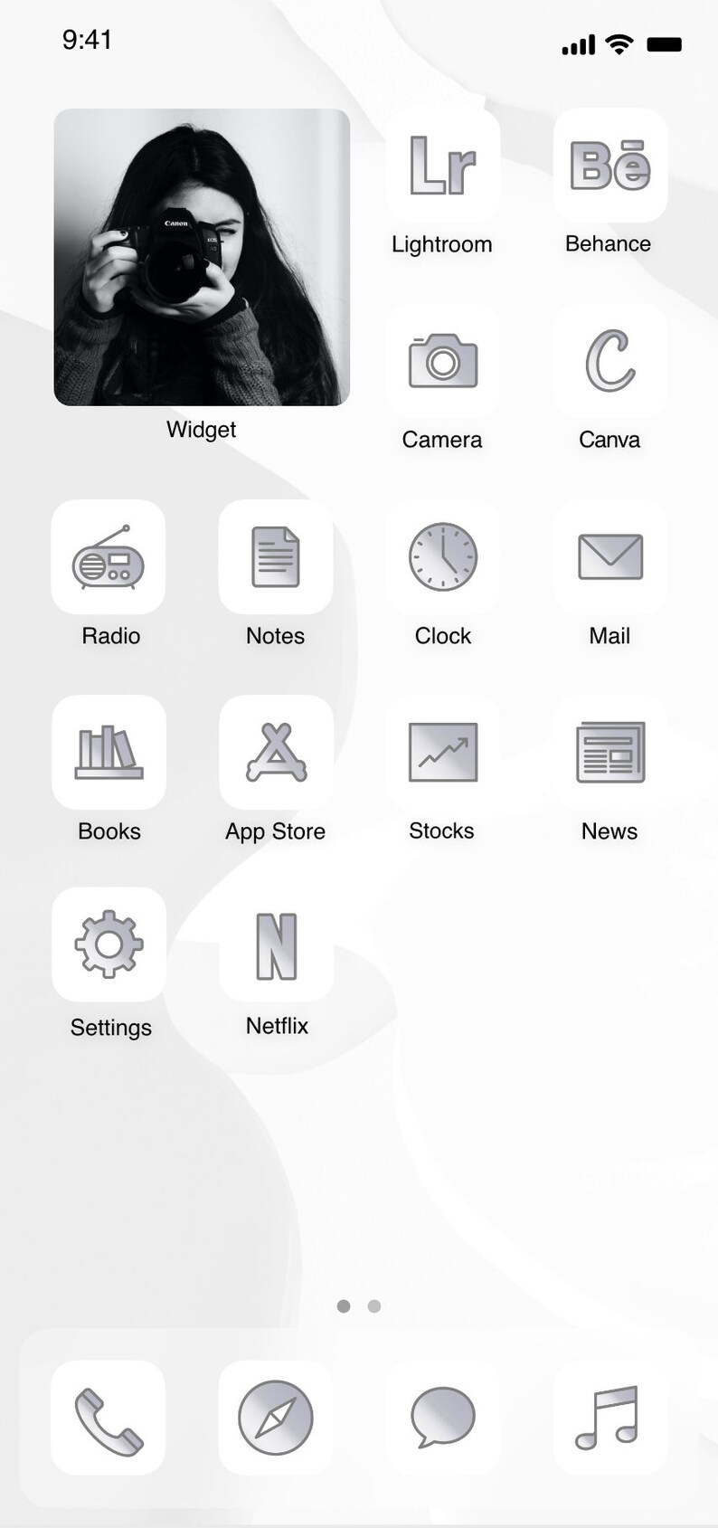 Instant download Silver iOS 14 icons Custom icons Gradient Silver Colors iPhone and iPad app icons Aesthetic iOS 14 icons Cold Tones