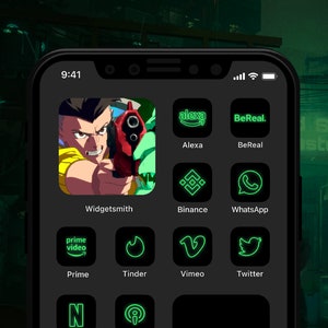 Cyberpunk Edgerunners, David Martinez, Rebecca, Lucy, Neon Green Icons, iOS 16 homescreen, iOS 15 icon pack, iOS 14 aesthetic, App Covers