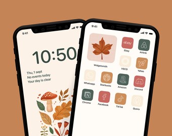 Fall Aesthetic App Icons | Cozy Cottagecore iPhone Icon Pack | Pumpkin Spice Autumn Phone Icons | Warm Seasonal Theme