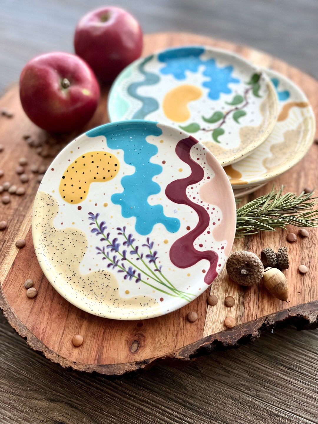 Round Ceramic Tray plate Etsy