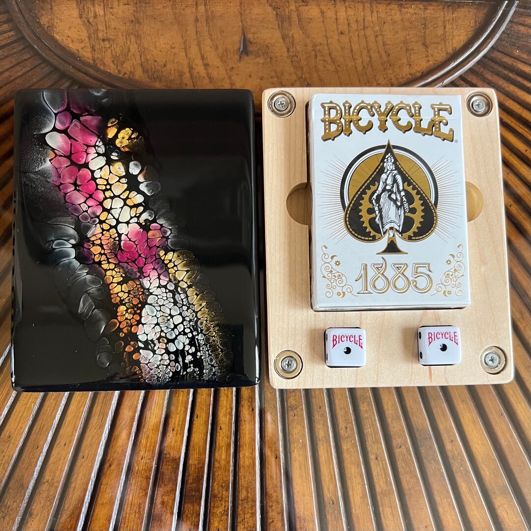 Playing Card Box black/copper/gold/silver Etsy