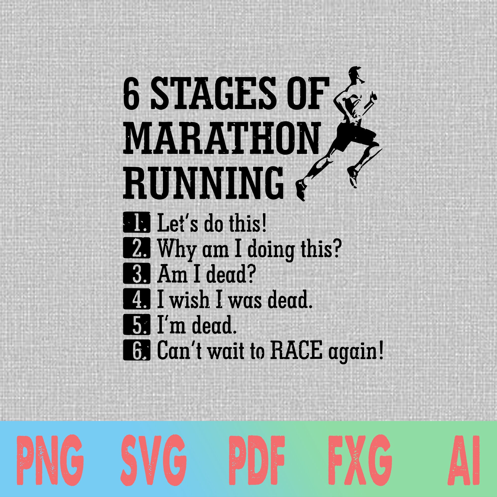 6 Stages of Marathon Running svg Runner Marathon svg Etsy