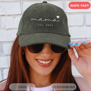 Mama Custom Corduroy Hat Embroidered New Mom Baseball Hat Retro Vintage Corduroy Cap Embroidery Est Date Mommy Personalized Mothers Day Gift