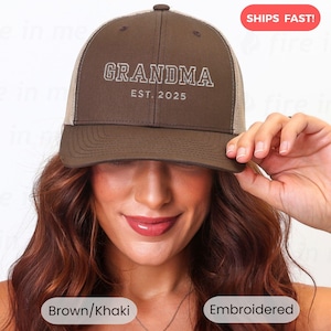 Grandma Custom Hat Embroidered Est Date New Grandmother Personalized Baseball Hat Snapback Trucker Cap Embroidery Pregnancy Announcement
