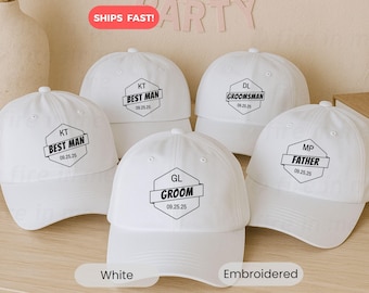 Custom Groom Hat Embroidered Bachelor Party Hat Wedding Hats Personalized Best Man Cap Matching Groomsman Proposal Gift Bachelor Party Favor